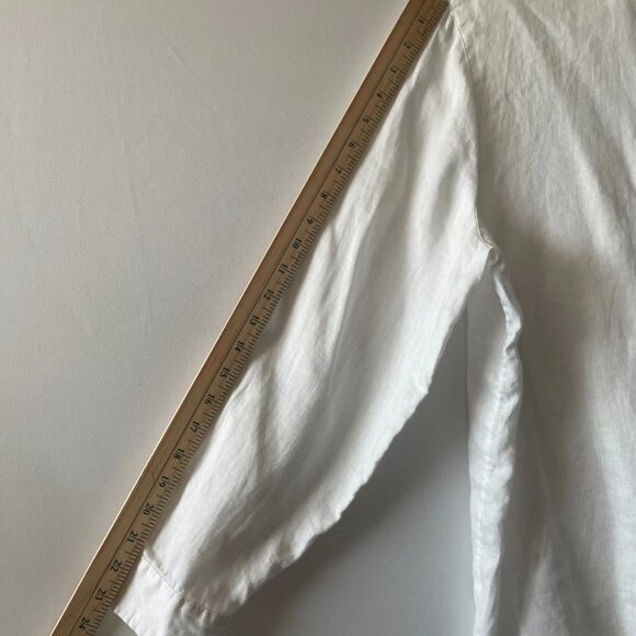J. Jill Womens White Long Sleeve Lightweight Linen Button Up Shirt Size Large - Picture 10 of 11